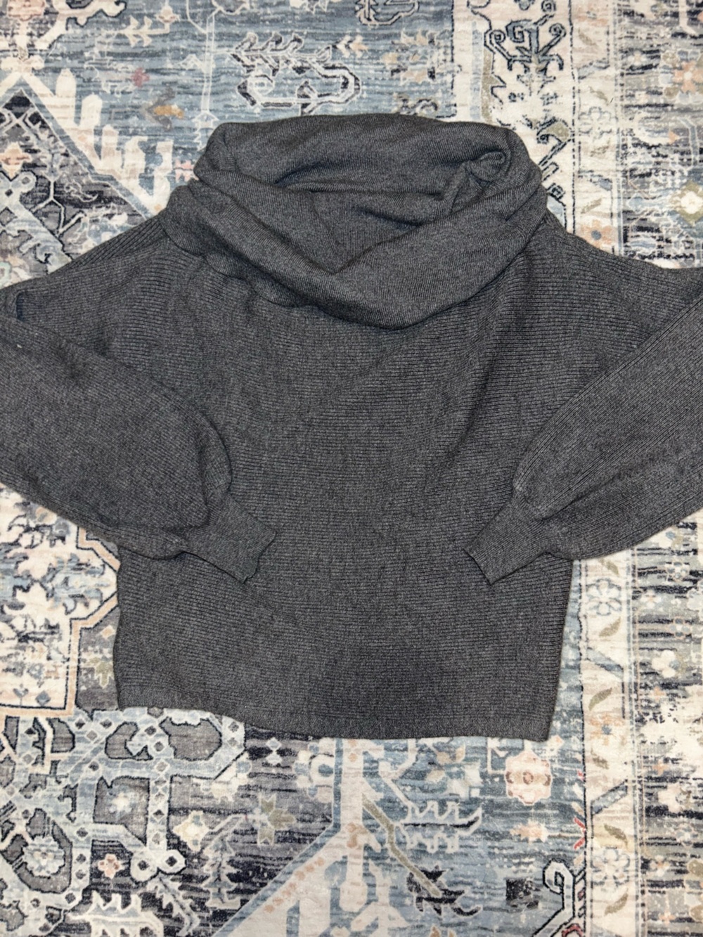 Zara Dark Gray Ribbed Knit Sweater